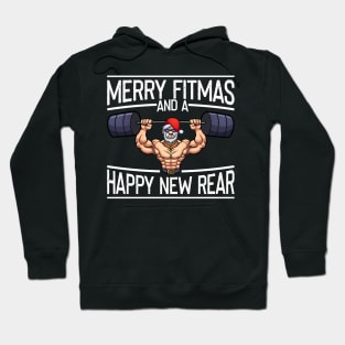 Merry Fitmas And A Happy New Rear Funny Santa Claus Gym Gift T-Shirt Hoodie